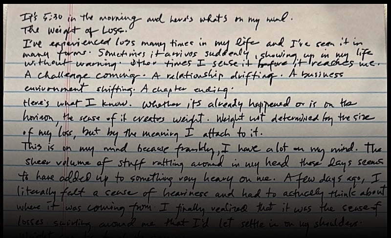 A preview of Gary Keller's handwritten note to KW Leadership for November 2025 titled "The Weight of Loss."